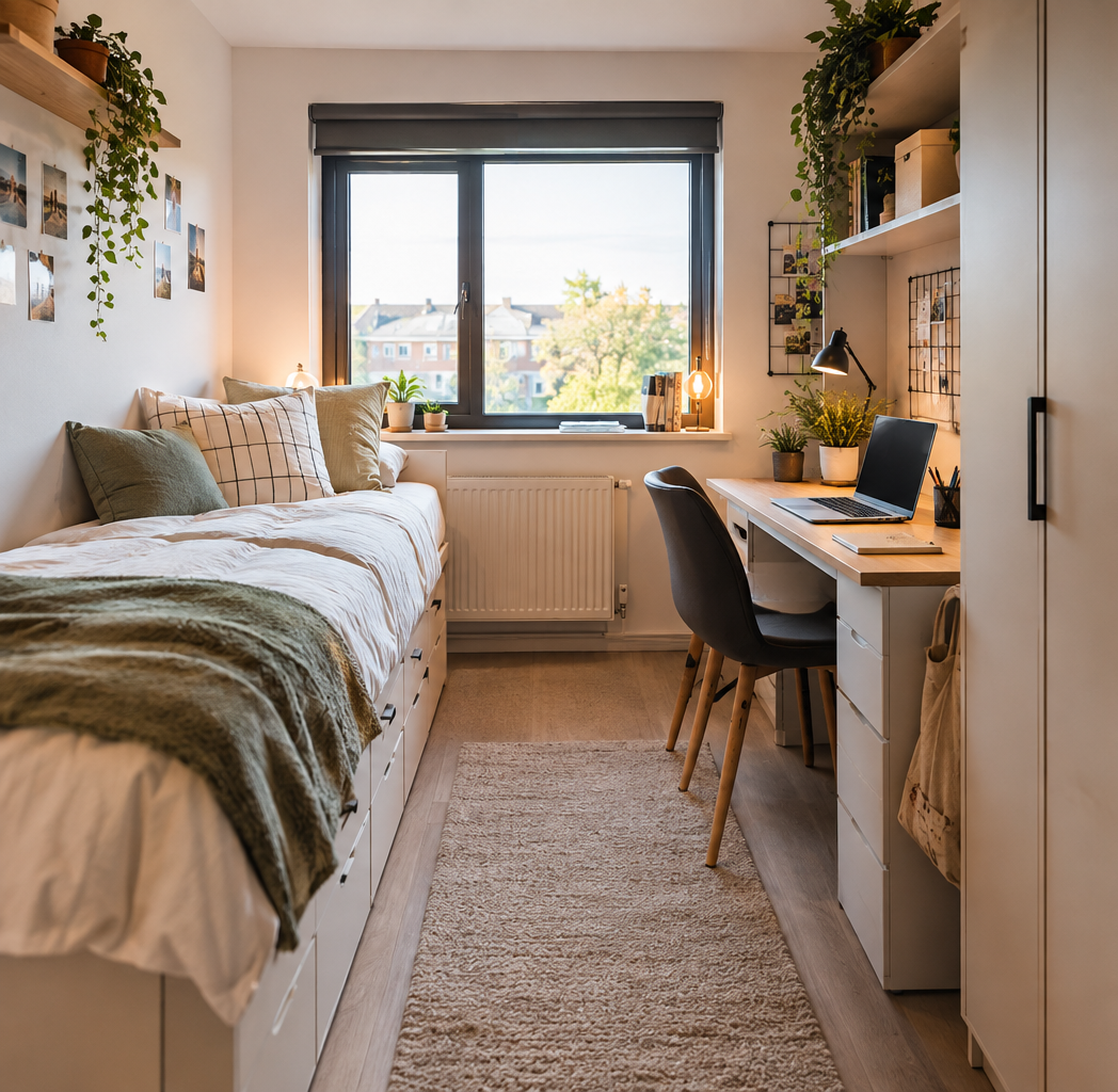 Kleine studentenkamer van 8 m² inrichten: 8 slimme tips